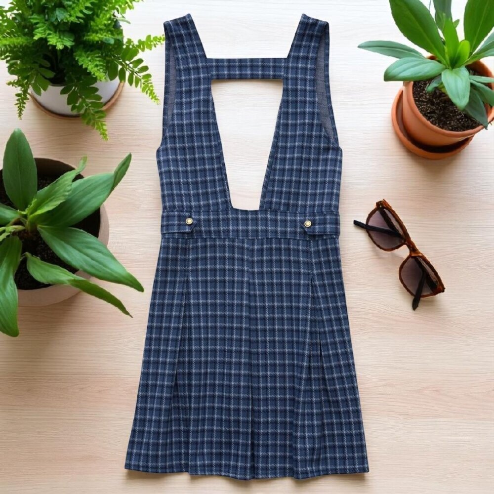 NEW!!! AMERICAN EAGLE BLUE PINAFORE MINI DRESS - SIZE M - Picture 2 of 6